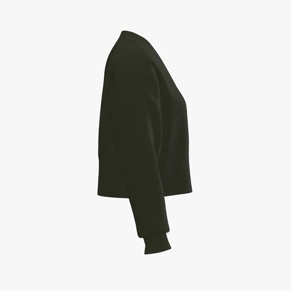 Solid Colour Cashmere Women's Cropped Drop Shoulder Cardigan Grouse Moor