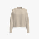 Extra Fine Merino Wool Cable Knit Women's Boxy Crew Neck Pullover Buttermilk