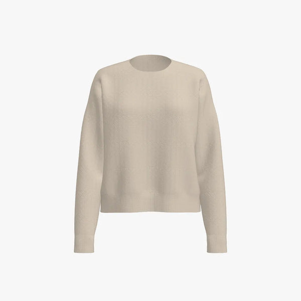 Extra Fine Merino Wool Cable Knit Women's Boxy Crew Neck Pullover Buttermilk