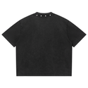 Punk Rock Band Men's Washed Boxy Studded T-shirt Black