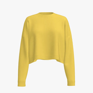 Solid Colour Women's Crew Neck Pullover Lemon Drop