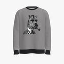 Smokin' Zebra Men's Oversized Crew Neck Pullover Silver