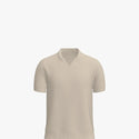 Solid Colour Mens V-neck Polo Buttermilk