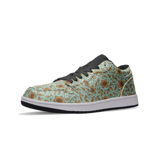 Buy black iced blue & gold flowers women's Low Top Leather Sneakers multi