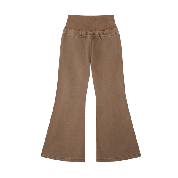 Vintage Washed Flared Fleece Pants Coffee