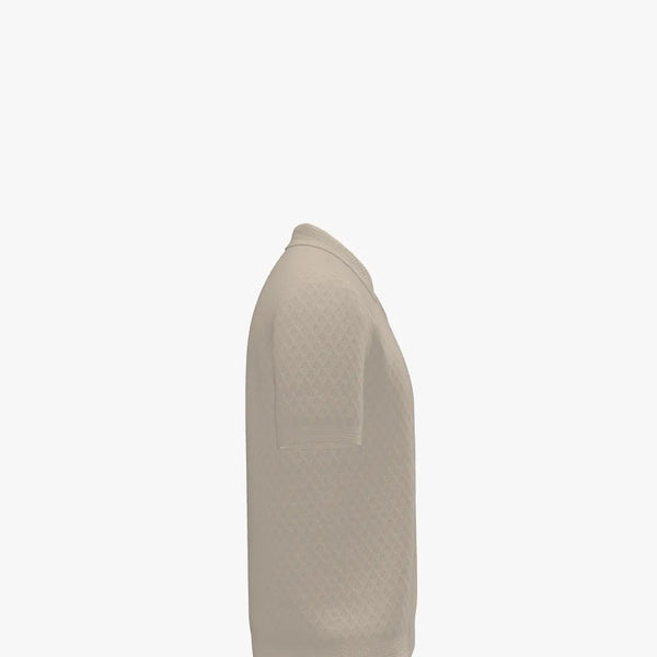 Solid Colour Mens V-neck Polo Buttermilk