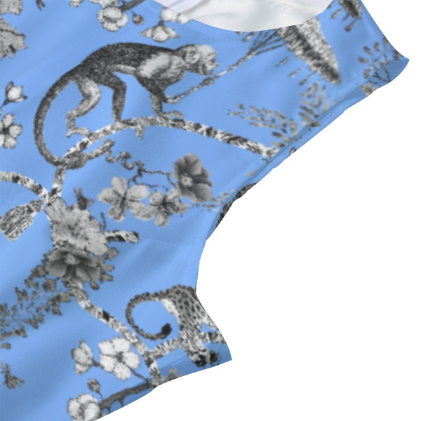 Cheetahs & Monkeys Women's Beach Perspective Chiffon Sleeveless Dress Wedgewood Blue