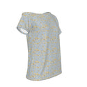GINGKO PALE BLUE WOMEN'S OFF SHOULDER T-SHIRT MULTI