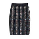 Flower Stripes Women's Package Hip Skirt Black