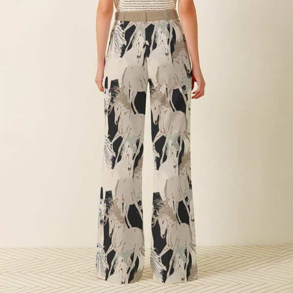 Beautiful Horses Women's Wide Leg Pants Golden Beige