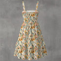 Multicoloured Watercolour Flowers Ruffle Hem Dress Multi