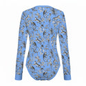 Cheetahs & Monkeys Women's Long Sleeve Bodysuit Wedgewood Blue