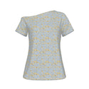 GINGKO PALE BLUE WOMEN'S OFF SHOULDER T-SHIRT MULTI