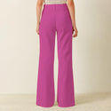 Solid Colour Women's Wide Leg Pants Bright Flamingo Pink