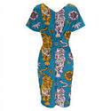 Roaring Tigers Women's V-neck Pleated Dress Mid Petrol
