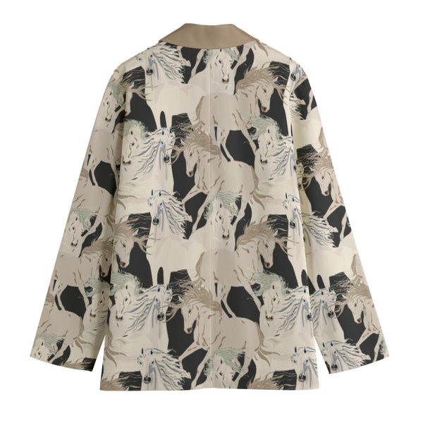 Beautiful Horses Women's Cotton Leisure Blazer Golden Beige