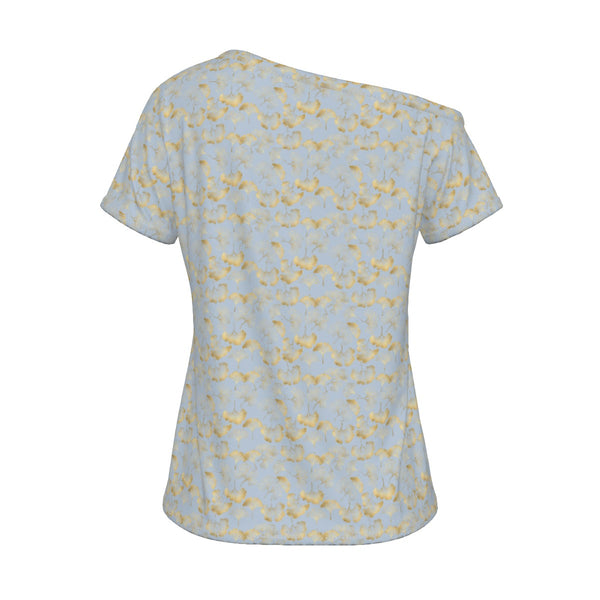 GINGKO PALE BLUE WOMEN'S OFF SHOULDER T-SHIRT MULTI