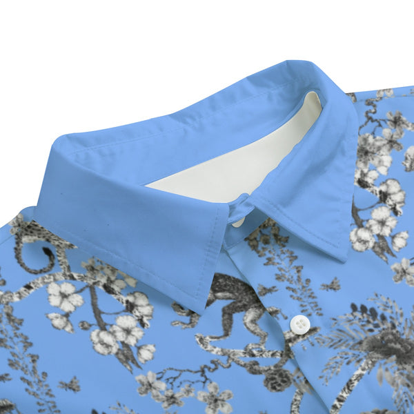 Cheetahs & Monkeys Women's Imitation Silk Shirt Suit Wedgewood Blue