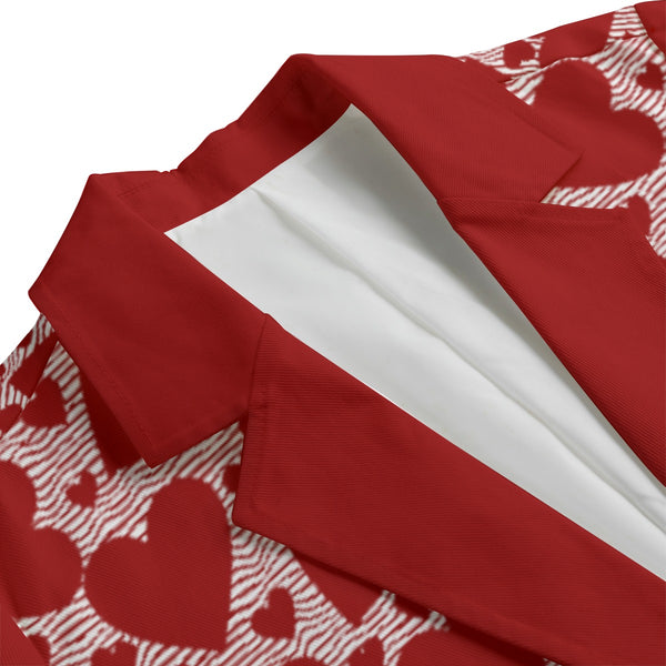 Hearts & Waves Women's Leisure Blazer Bright Red Lipstick