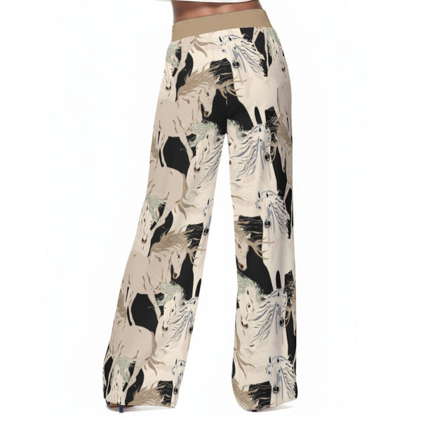 Beautiful Horses Women's Casual Wide Leg Pants Golden Beige
