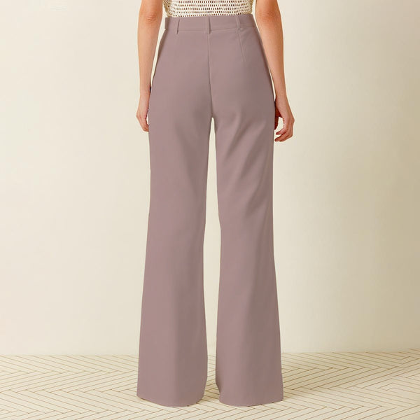 Solid Colour Women's Wide Leg Pants Light Heather