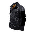 SKULL FACE MEN'S FLEECE DECORATIVE ZIPPER LEATHER JACKET BLACK
