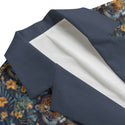 TIGER & TROPICAL LEAVES MEN'S CASUAL FLAT LAPEL COLLAR BLAZER NIGHT BLUE