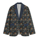 TIGER & TROPICAL LEAVES MEN'S CASUAL FLAT LAPEL COLLAR BLAZER NIGHT BLUE