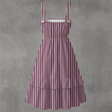 Mauve & Burgundy Fine Stripes Women's Ruffle Hem Dress Multi