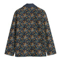 TIGER & TROPICAL LEAVES MEN'S CASUAL FLAT LAPEL COLLAR BLAZER NIGHT BLUE