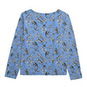 Cheetahs & Monkeys Women's Boat Neckline Sweatshirt With Chest Pocket Wedgewood Blue