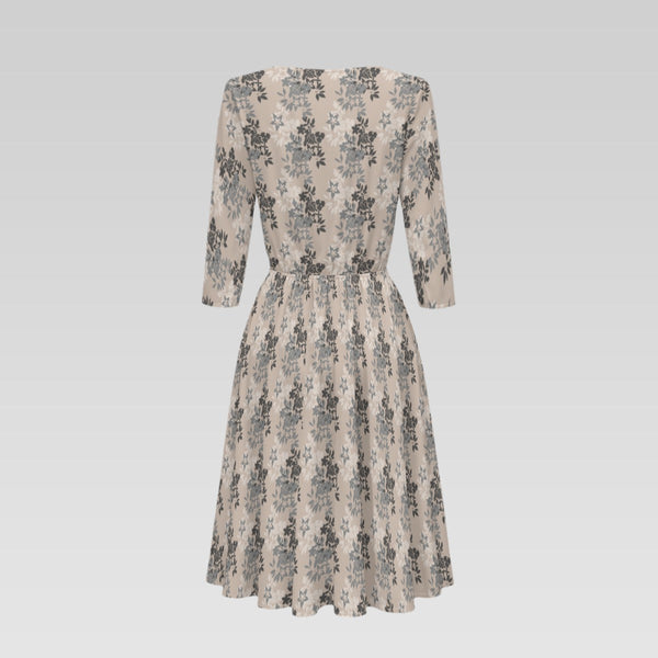 Earthy Floral Women's Knee-length V-Neck Dress Multi