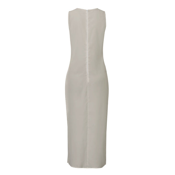 Solid Colour Women's Beach Perspective Chiffon Sleeveless Dress Symphony Grey