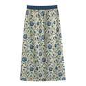 Blue & Cream Floral Women's Front Mid-slit Skirt Violet Indigo