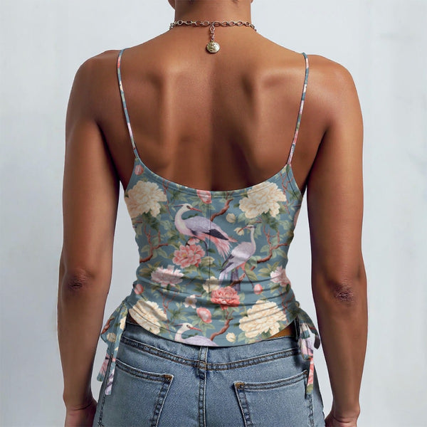 PASTEL BIRDS DRAWSTRING CAMISOLE MULTI