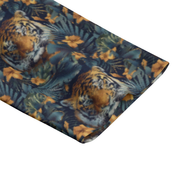 TIGER & TROPICAL LEAVES MEN'S CASUAL FLAT LAPEL COLLAR BLAZER NIGHT BLUE