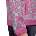 Blue On Pink Flowers Women's Lapel Jacket Bright Flamingo Pink