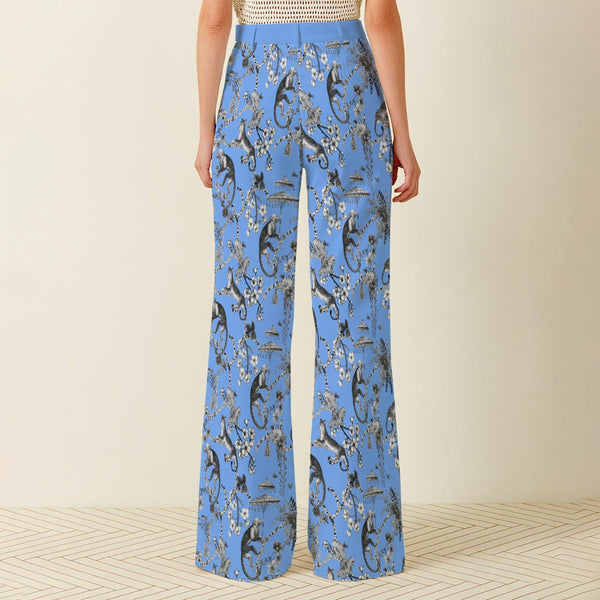 Cheetahs & Monkeys Women Wide Leg Trousers Wedgewood Blue