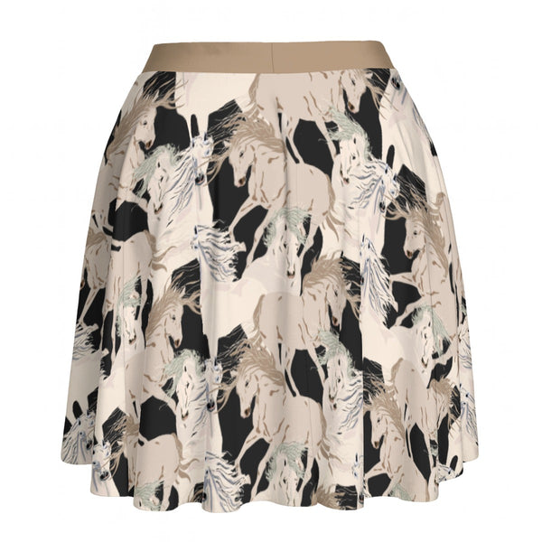 Beautiful Horses Women's Short Skirt Golden Beige