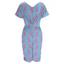 Pink & Blue Horses Women's V-neck Pleated Dress Multi