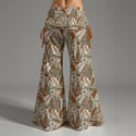 BOHEMIA LEOPARDS WOMEN'S HIGH WAIST WIDE LEG PANTS ORANGE BRONZE