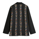Flower Stripes Women's Leisure Blazer Black
