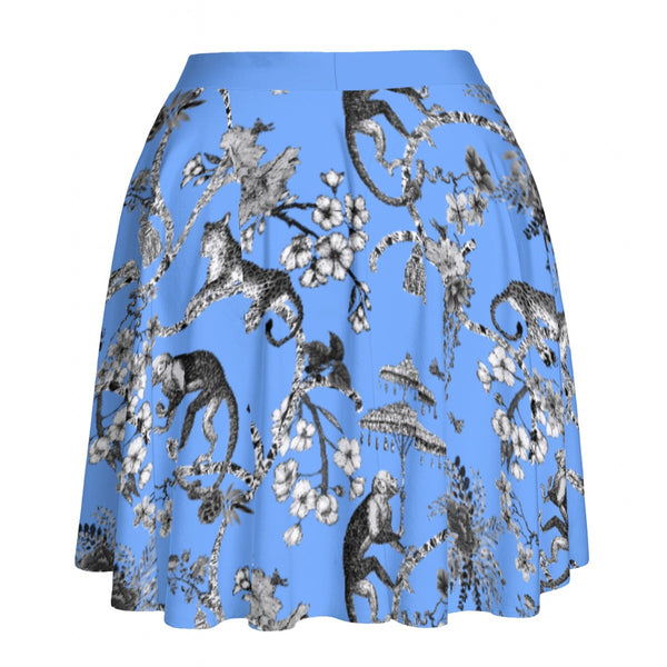Cheetahs & Monkeys Women's Short Skirt Wedgewood Blue
