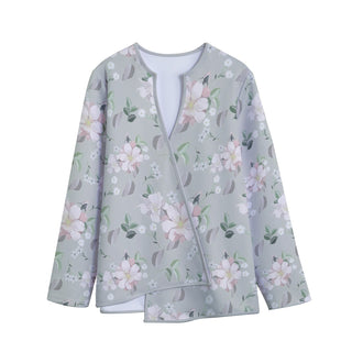 BEAUTIFUL FLORAL PATTERN WOMEN'S LONG SLEEVE JACKET PLATINUM SILVER