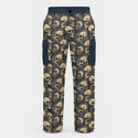 Floral Skulls Men's Cargo Pants Midnight Blue