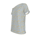 GINGKO PALE BLUE WOMEN'S OFF SHOULDER T-SHIRT MULTI
