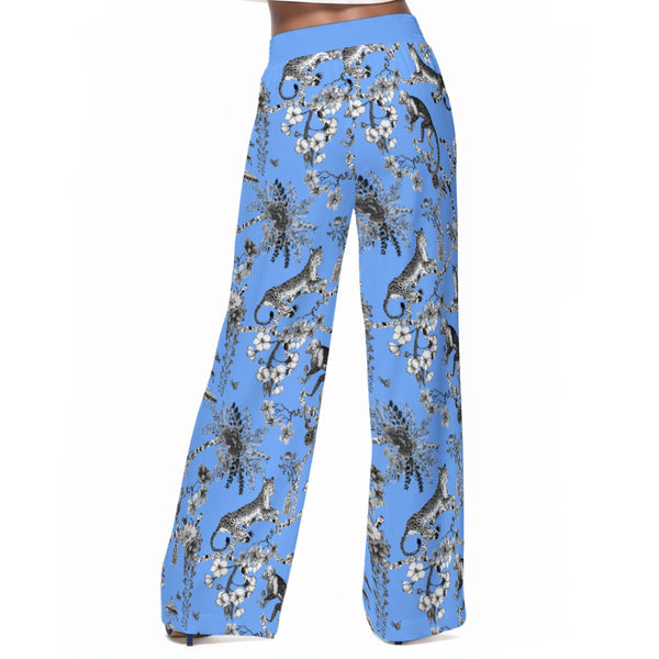 Cheetahs & Monkeys Women's Casual Wide Leg Pants Wedgewood Blue