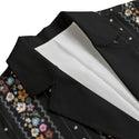 Flower Stripes Women's Leisure Blazer Black
