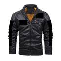 SKULL FACE MEN'S FLEECE DECORATIVE ZIPPER LEATHER JACKET BLACK