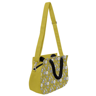 yellow cats Rope Handles Shoulder Strap Bag mustard lime yellow